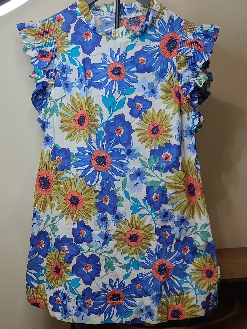 JODIFL Colorful Floral Dress with Ruffled Sleeves size Medium